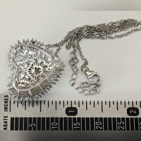 Sterling Silver CZ Heart Necklace - Picture 7 of 7